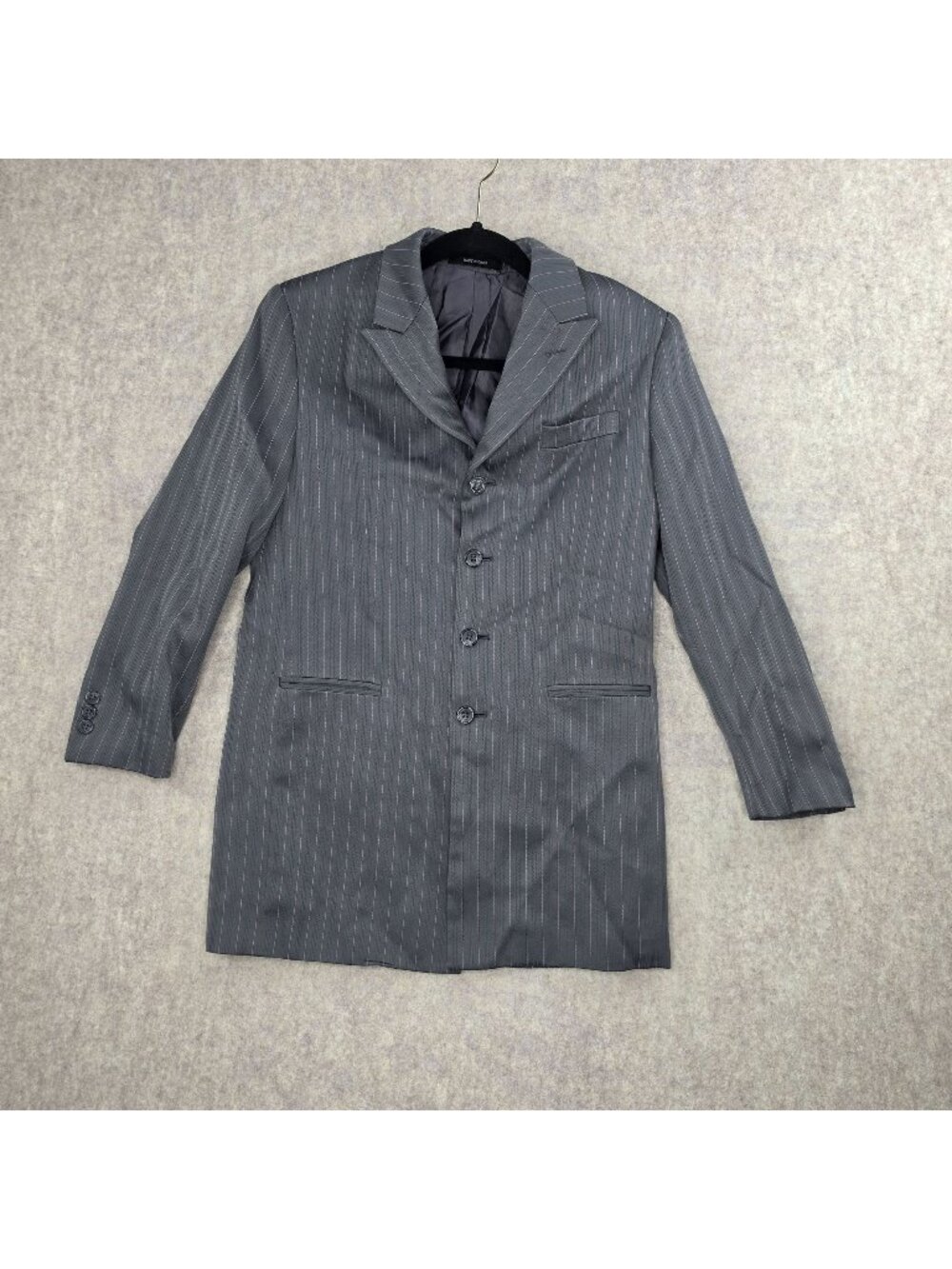 Boys Young King Gray Pinstripe Suit Jacket Lined Button Closure Polyester Size M